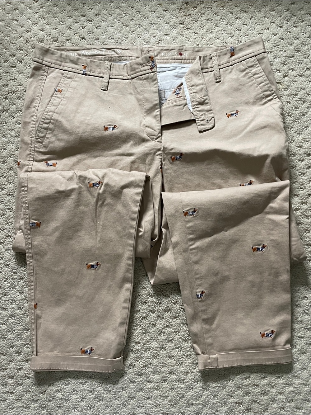 Talbots Embroidered Tan Chino Trousers